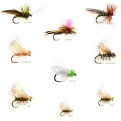 Outdoor Planet closeup of caddis patterns with realistic shapes to entice feeding trout