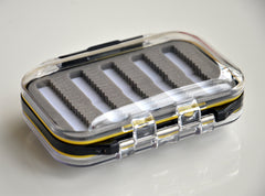 Outdoor Planet fly box with slit and foam for easy fly handling.