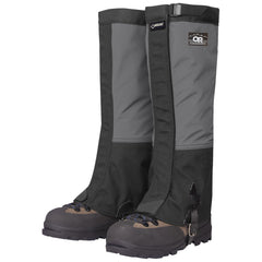 Outdoor Research Crocodile Classic Gaiters on boot protect feet from rain and mud during hikes.