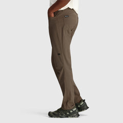 Outdoor Research Ferrosi pants side profile emphasizes mobility-ready stretch fabric