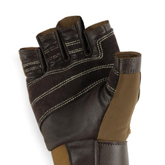 Outdoor Research Fossil Rock II gloves coyote chocolate closeup shows durable palm
