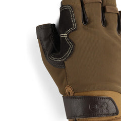 Outdoor Research Fossil Rock II gloves worn during activity highlighting dexterity and grip