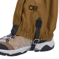 Outdoor Research Rocky Mountain Low Gaiters Coyote side profile ideal for snow and trail debris defense.