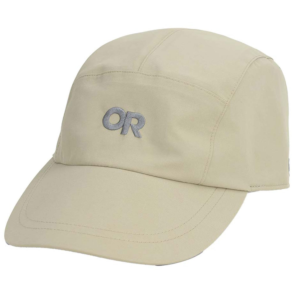 Outdoor Research Seattle Rain Cap front view in pro khaki for waterproof, breathable protection.