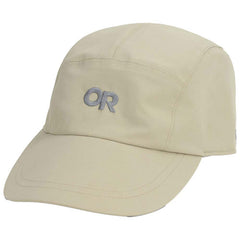 Outdoor Research Seattle Rain Cap front view in pro khaki for waterproof, breathable protection.