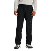Outdoor Research Stratoburst Stretch Rain Pants in black, front view showing lightweight protection for hikers