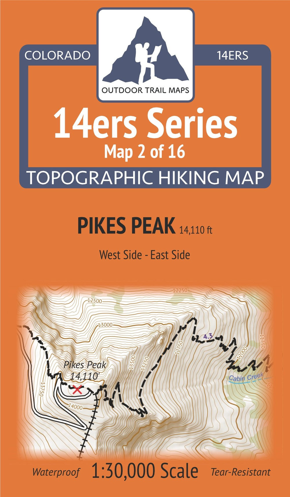 Outdoor Trail Maps Pikes Peak East Side map for on-trail planning and GPS use