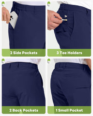 Outdoor Ventures men's golf shorts flat-front pockets secure valuables during rounds.
