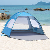 OutdoorMaster Beach Tent 3-4 Person blue fully assembled for family beach days