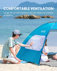 OutdoorMaster Beach Tent blue extended front floor for extra storage