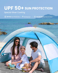 OutdoorMaster Beach Tent blue removable skylight for breeze control