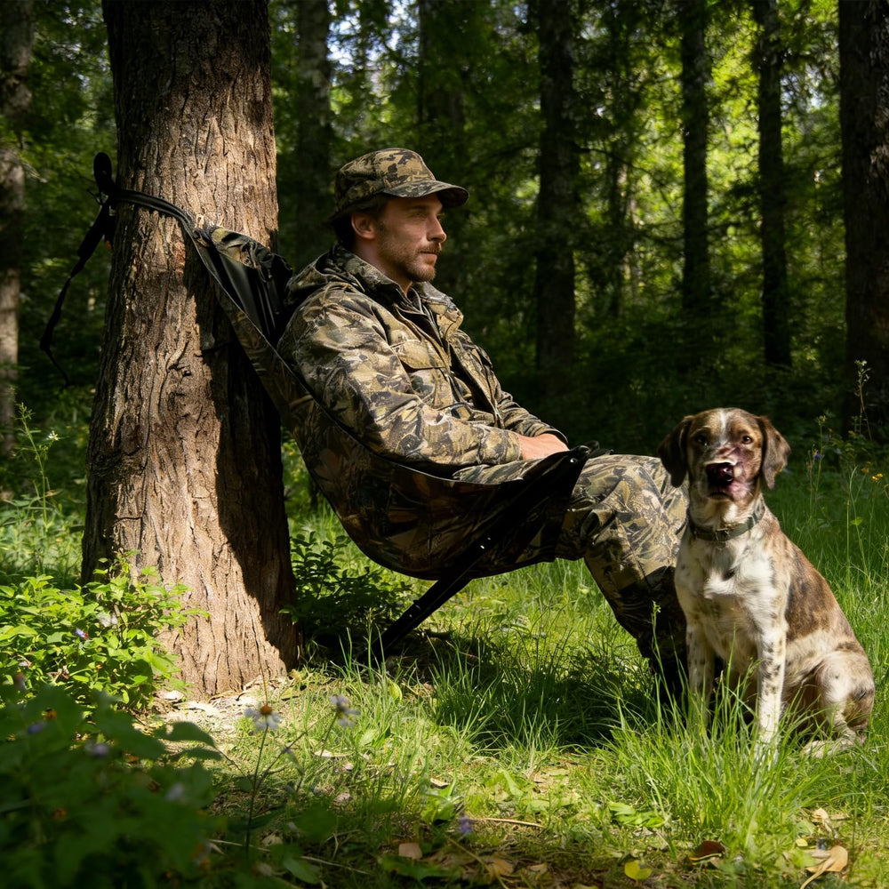 Outdoors Low Down Tree Seat with adjustable height supports hunters at varying elevations.