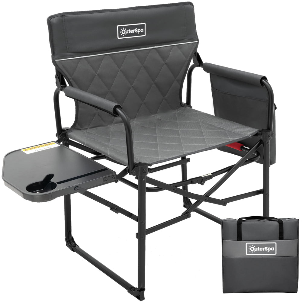 OuterSpa oversized directors chair folded for compact storage and car-ready portability