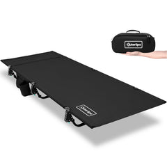 OuterSpa portable camping cot folded compact fits in a trunk for travel.
