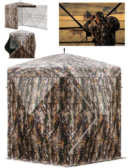 Outmax 270° camouflage blind exterior blends into woods for stealth