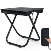 Outplea foldable camping stool, 16-inch height, ideal for easy seating on trails and campsites.