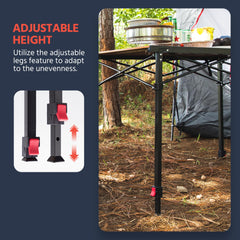 OUTSIDER folding camping table folded 34x11x7 highlights portable storage for trips