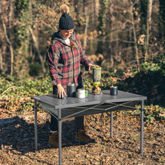 OUTSIDER folding camping table no-tools assembly highlights fast setup for camping and picnics.