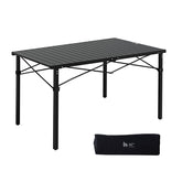 OUTSIDER folding camping-table-setup shows a roomy surface for meals and games.