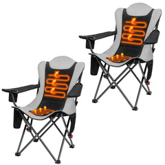 OUTSIDER heated camping chair front view showing 3-position recline for outdoor warmth