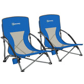 Outsunny duo-beach-chairs ready for portable outdoor use.
