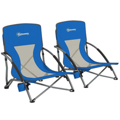 Outsunny duo-beach-chairs ready for portable outdoor use.