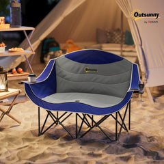 Outsunny padded two-seat loveseat provides extra comfort for family camping.