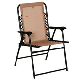 Outsunny patio folding chair with beige armrests offers comfortable seating anywhere.