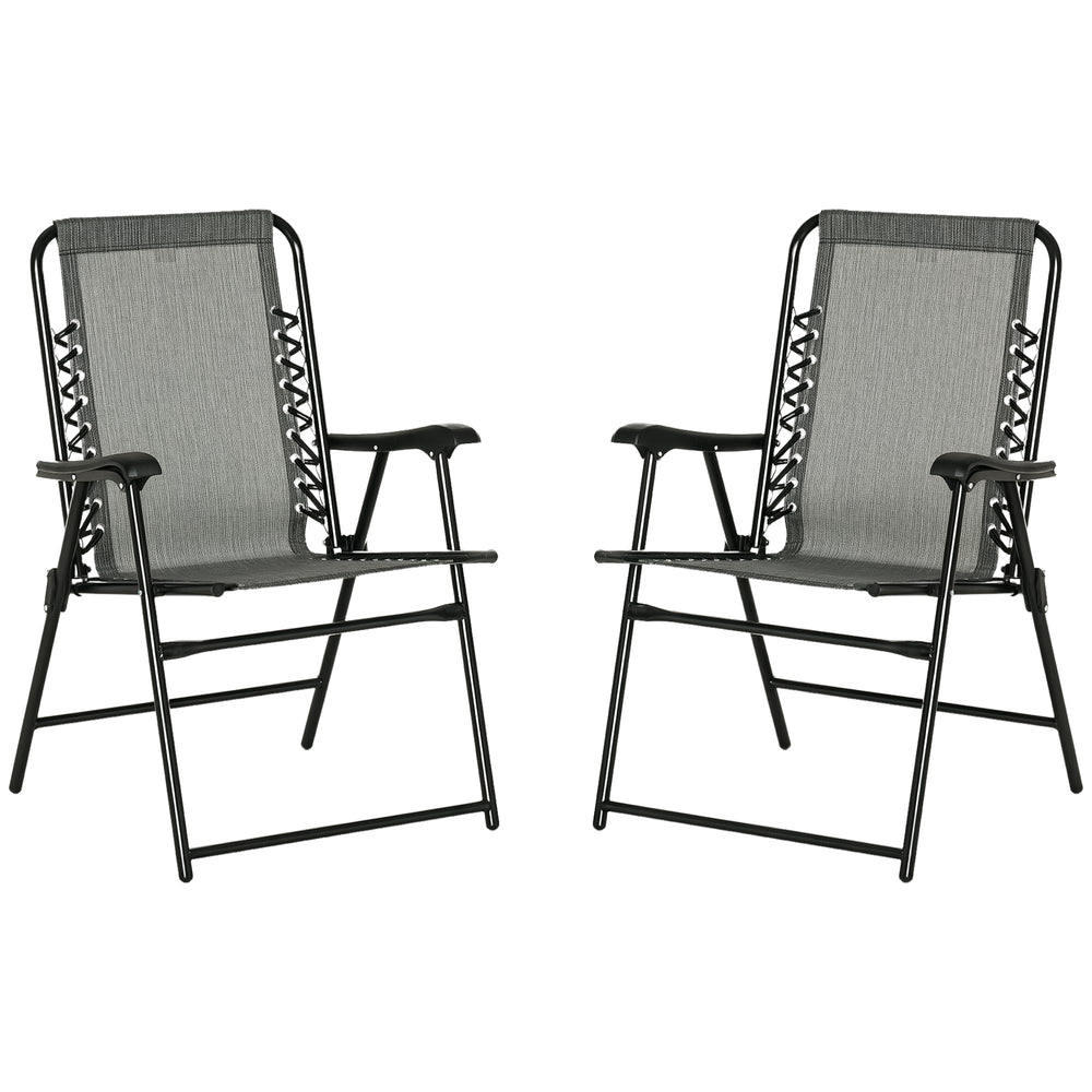 Outsunny two-chair folding gray set, ideal for portable patio seating.
