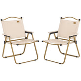 Outsunny two-pack folding camping chairs ready for a campsite, providing comfortable outdoor seating.