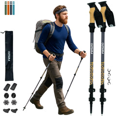 Outsura aluminium trekking poles with cork grip offering comfortable, sweat-wicking support on trails.