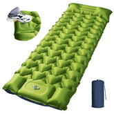 OUTTPLY camping sleeping pad inflated for a restful night on uneven ground.