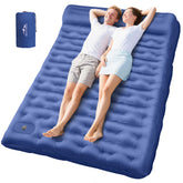 OUTTPLY sleeping pad shows 6-inch thickness delivering cushioned support on uneven ground
