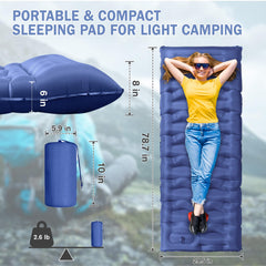 OUTTPLY sleeping pad built-in pillow provides integrated neck support for restful sleep.