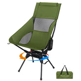 OUTTPLY Swivel Folding Chair green base offers stable support on uneven ground.