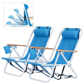 Outvita folding beach chair with adjustable headrest for personalized comfort