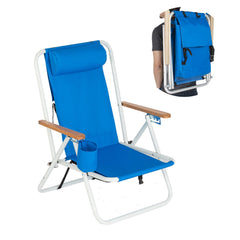 Outvita folding beach chair with adjustable headrest for customizable comfort on sand