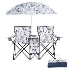 Outvita folding double chair with umbrella shade for poolside relaxation