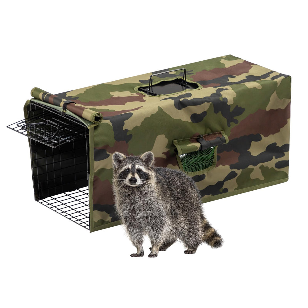 Outvita live animal cage trap front view with sturdy iron construction for outdoor use