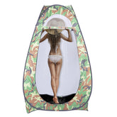 Outvita camouflage pop up shower tent front view for quick outdoor privacy.