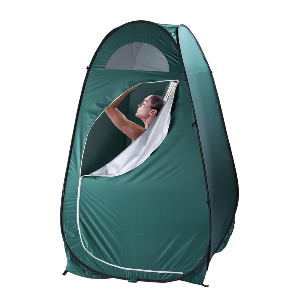 Outvita Pop Up Shower Tent front view for private outdoor use.