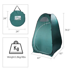 Outvita Pop Up Shower Tent interior with storage bag for gear.