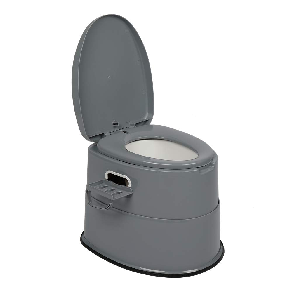 Outvita portable toilet front view, sturdy and easy to move for camping and boating.