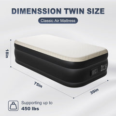 Outvita Twin Air Mattress featuring a foam topper for a stable bed-like feel.