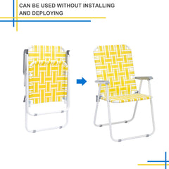 Outvita webbed lawn chairs at the beach for relaxing.