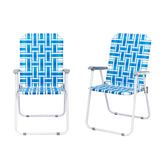 Outvita webbed lawn chairs folded for easy storage and transport.