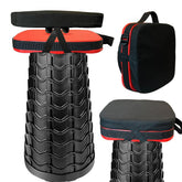 Outward Gear stool extended for easy seating during camping adventures and outdoor events.