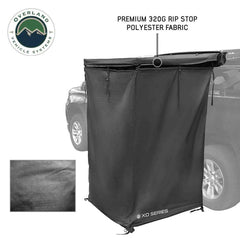 Blackout fabric of the XD Nomadic shower awning provides privacy and heat reduction.