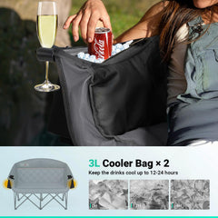 Overmont double camping chair cooling bags in use ensuring cool drinks during outdoor relaxation.