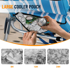Overmont Low Beach Chair towel holder and back pocket help organize essentials.